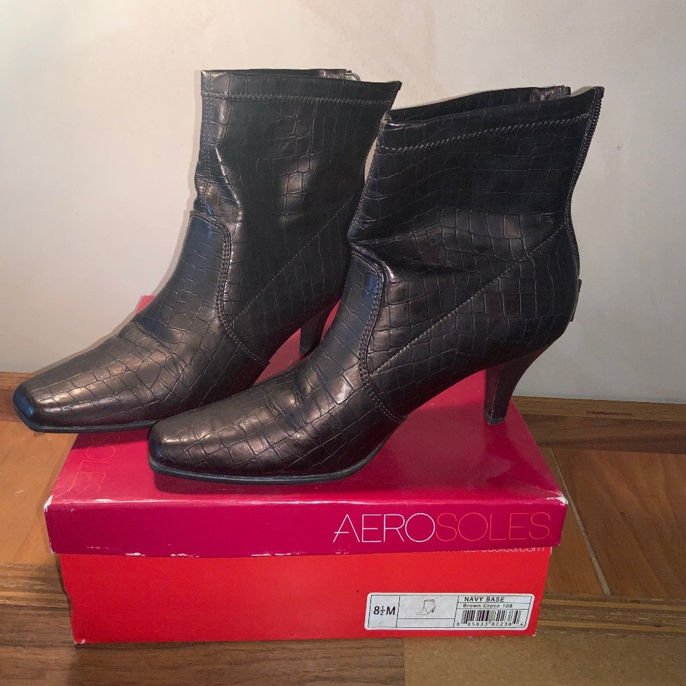 Comfortable Ankle Boot Faux Croco Leather